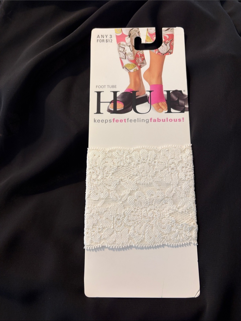 HUE White Lace Foot Tube Sock